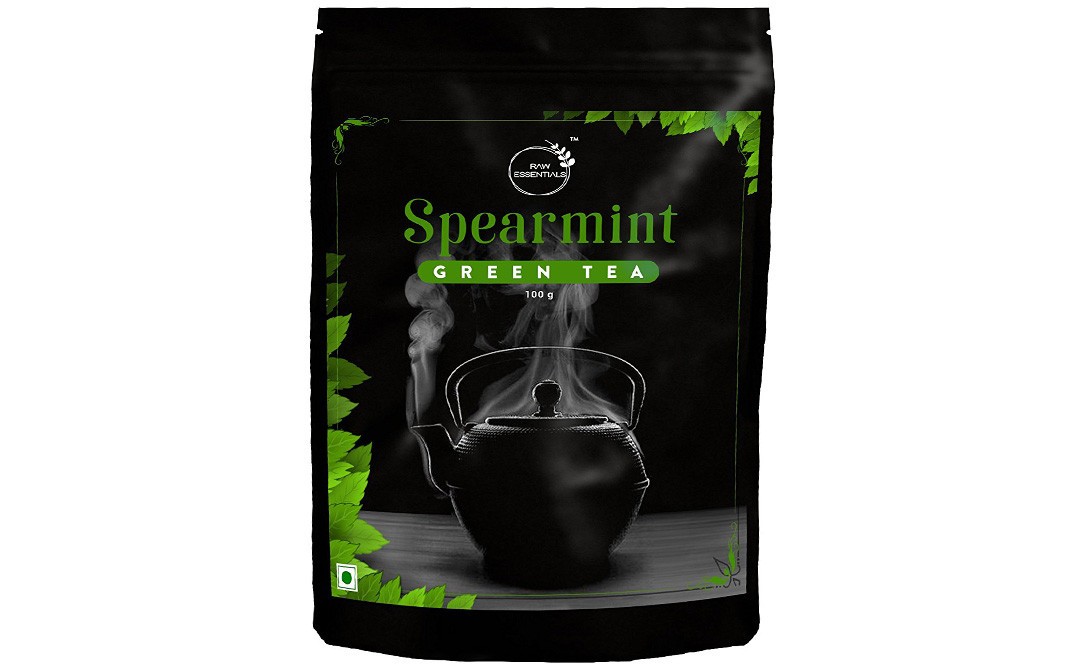 Raw Essentials Spearmint Green Tea    Pack  100 grams